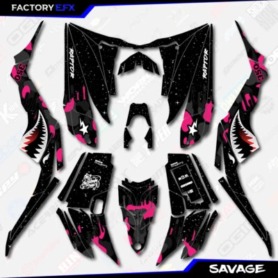 $124.99 • Buy Black & Pink Savage Camo Racing Graphics Kit Fits Yamaha Raptor 350 04-13 Decals