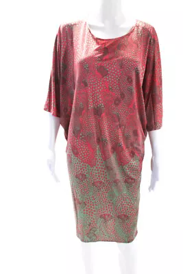 Issa London Womens Silk Spotted Print Batwing Mini Tunic Dress Pink Gray Size M • $85.39