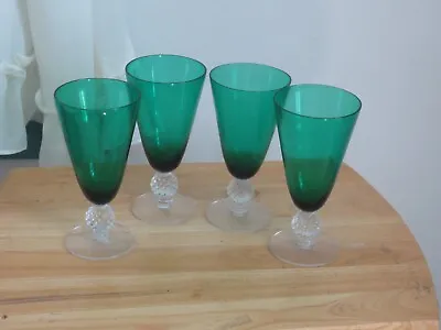 $35.99 • Buy 4  MORGANTOWN Golf Ball Beverage Ice Tea  Stiegel Green Stemware Glassware