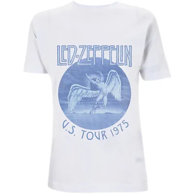 Led Zeppelin T-Shirt 1975 US Tour Rock Band New White Official • £15.95