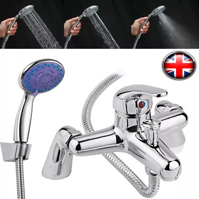 Modern Bathroom Chrome Sink Bath Filler Tap Shower Mixer Taps With HandHeld Set • £22.99