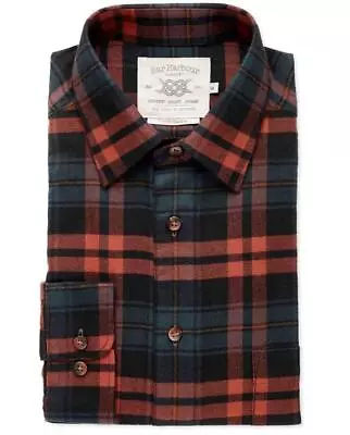 Mens Bar Harbour Big Size Brushed Cotton Rust And Navy Check • £38.49