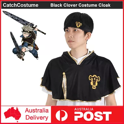 Anime Black Clover Asta Cosplay Costume Cloak Robe Cape Hooded Black Bull Cloak • $29.44