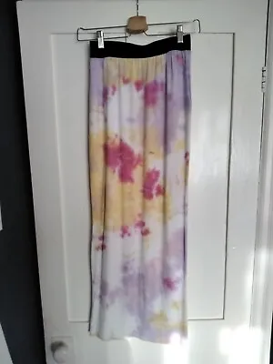 Yellow Pink & Lilac Tie Dye Stretch Tube Style Maxi Skirt - Size S/M • £3.99