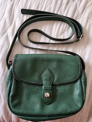 Vintsge Longchamp Messenger Bag Purse Rare Green  Pebbled Leather Crossbody  • $140