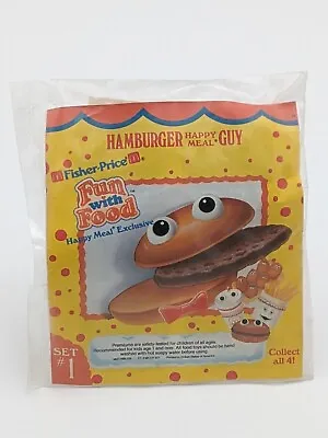 McDonald's 1988 Fisher Price Happy Meal Toy Fun With Food Hamburger Guy SEALED • $14