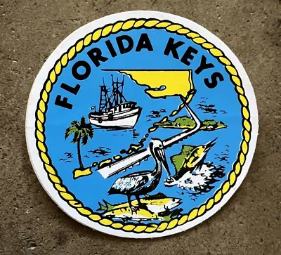 Original VTg FLORIDA KEYS Florida TRAVEL DECAL Pelican Marlin Fishing Sticker • $7.49