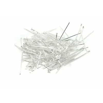 £2.89 • Buy 100 Head Pins 30mm X 0.7mm Silver Plated 21 Gauge Jewellry Findings J01533A