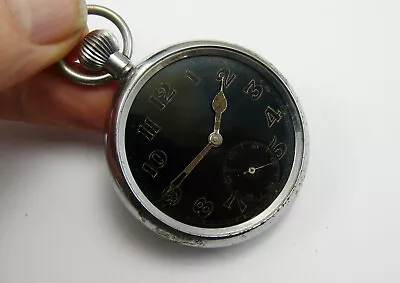 Vintage Ww2 G.s.t.p Unitas Gents Military Black Dial Pocket Watch N/w For Repair • $62.17