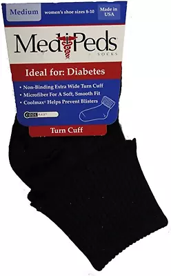 Medipeds Women's Lightweight Turncuff 1 Pr Ladies Large Black • $9.99