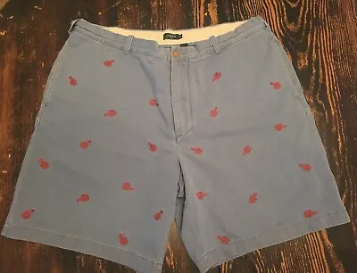 J Crew Mens Shorts  Embroidered Lobster Size 38 Washed Out Blue Red Cotton  • $21.40
