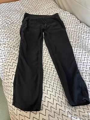 Black Linen Elasticated Waist Trousers M&S Size 14 Wide Leg • £4.50