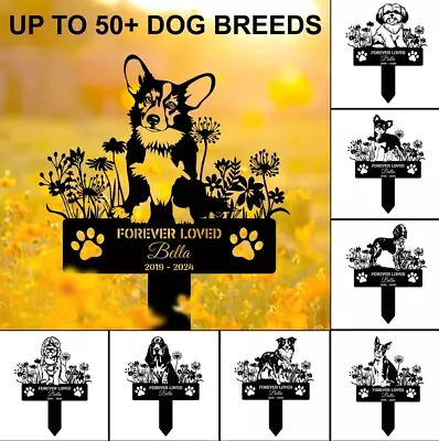 Custom Dog Memorial Stake Dog Breed Metal Sign Dog Name Sign Dog Grave Marker • $194.99