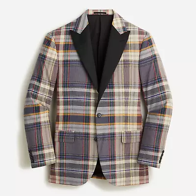 NWT J CREW Mens Ludlow Madras Plaid Dinner Jacket Blazer Sz 40 • $159