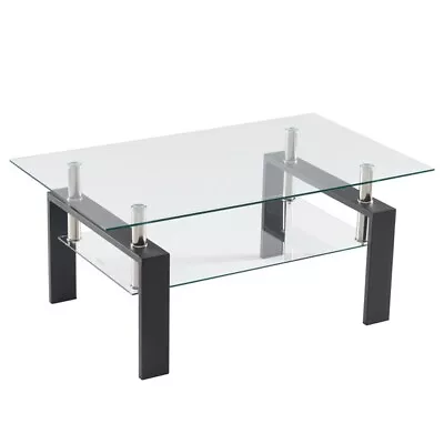 Arc Shaped Two Tiers Tempered Glass Coffee Table • $131.28