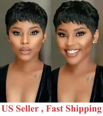 US Women Natural Short Wigs Curly Bob Hair Wavy Wigs Brown Black Brown Wig • $9.95