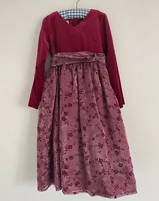 Burgundy Laura Ashley Kids Dress 7years / 122 Cm Very Good With Belt • £5.99