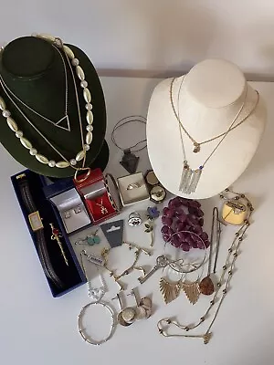 Mixed Lot Vintage & Newer Jewellery  Silver Jag Watch Monet Enamel Pilgrim • $61