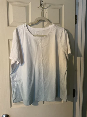 $12.50 • Buy Denim & Co Dip Dye Round Neck Knit ToShort Sleeves 1X Stormy Cloud/White EUC