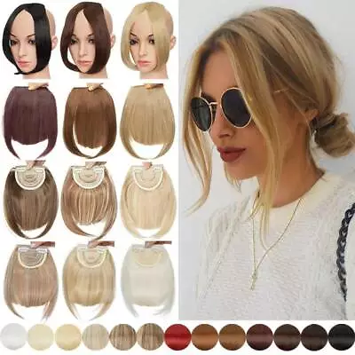 $9.30 • Buy One Piece Fringe Bang Clip In Front Topper Fake Hair Extensions Real As Human US