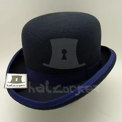 RETRO Wool Felt Men Dura Bowler Top Hat Women Derby Unisex | Navy | M L XL • $66