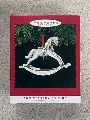 1995 Hallmark Keepsake Ornament Pewter Rocking Horse • $10.69