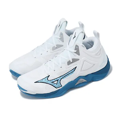 Mizuno Wave Momentum 3 Mid White Blue Men Volleyball Sports Shoes V1GA2317-21 • $130.99