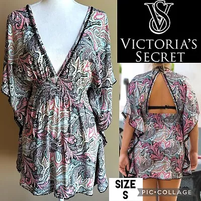 Victoria's Secret Womens Kaftan Paisley Plunge Dress Swimsuit Coverup Boho Small • $32.88