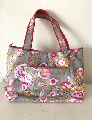 Oilily Bag Coated Floral Top Handle Spotty Lined Side Zip Pockets - 36cm • £19.99