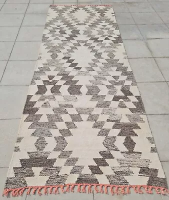 Authentic Hand Knotted Vintage Flat Weave Kilim Wool Area Runner Rug 7 X 3 Ft • $1.04