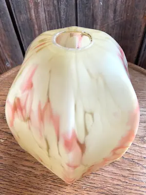Art Deco Glass Pendant Ceiling Light Shade Bell Shaped Marbled Cream & Red • £25