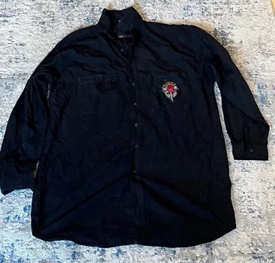 Vintage Guns N Roses Shirt Mens Extra Large Black Heart Logo 1990 Button Up • £42.61