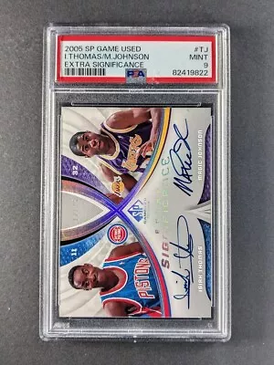 2004-05 Upper Deck MAGIC JOHNSON/ISIAH THOMAS /25 Auto Extra Significance PSA 9 • $52