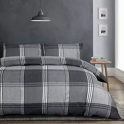 Bedding Check Blue Stripes Duvet Cover Quilt Duvet Cover Set With Pillowcase  • £13.95