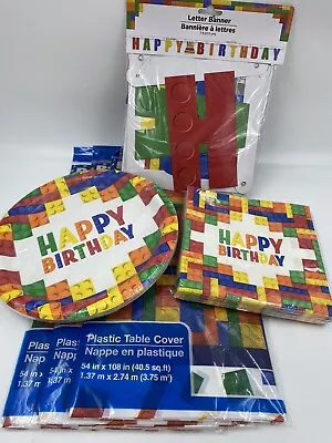 LEGO Inspired Birthday Decorations Lot (Table Covers Plates Napkins Banner) • $10.48