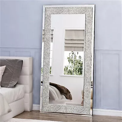 Wall Hanging Rectangle Gorgeous Silver Mirror Crush Crystal Diamond Decor Mirror • $159.90