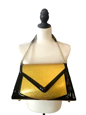 Pinup Couture Vintage Style Purse Gold Retro Sparkle & Black Rockabilly NICE ! • $45