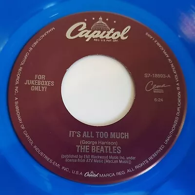 Beatles - It's All Too Much - 7  BLUE Vinyl Single  US 1996 NM Jukebox • £49.99