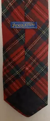 Pendleton Vintage Mens Red Argyle Plaid 100% Virgin Wool Neck Tie 60” U.S.A. • $32.97