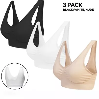 3 Pack Seamless Comfort Bras Everyday Bra Non Padded Non Wired Stretch Plus Size • $1.99