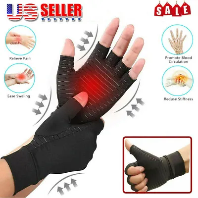 1Pair Copper Arthritis Compression Gloves Hand Support Joint Pain Relief NEW US • $7.21