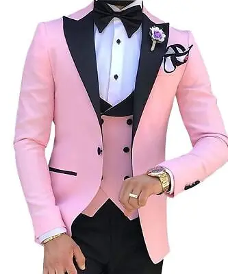 2023 NEW Slim Groom Tuxedo Wedding Men's Suit (Jacket+Pants+Vest) 3 Piece Set • $128.82