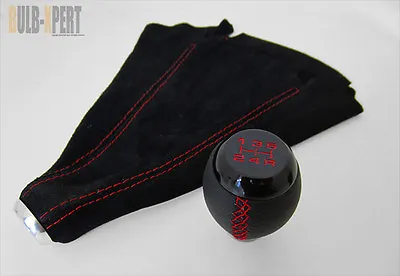 For Impreza Wrx Sti Black Leather Red Stitching Shifter Shift Knob+suede Boot • $24.99