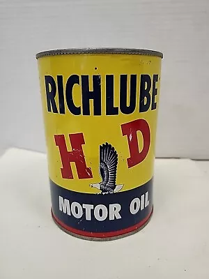 Vintage Richlube HD Metal Quart Oil Can.  • $12