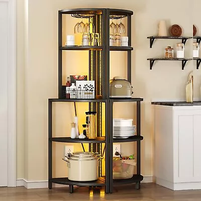 $89.99 • Buy Corner Shelf With Power Outlets & LED Lights Bookshelf Bookcase Display Shelves