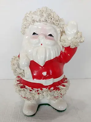 Vintage Spaghetti Trim Santa Christmas Planter NAPCO? (Repaired) Mid Century • $19.95