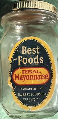 Vintage CHB Best Foods Mayonnaise Jar Faceted Sides .25 Pint Size • $4.98