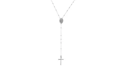 $13.99 • Buy 925 Sterling Silver Rosary Beaded Cross Necklace For Women, Girls - 3 Colors 