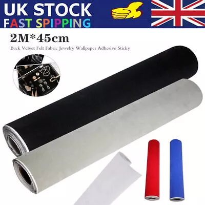 2M/ Roll Self Adhesive Felt Sticky Back Velvet Fabric Jewelry Box Wall Sticker • £9.45