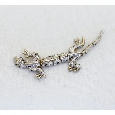 Vintage Silver Articulated Gecko Brooch - A14 • $39.99